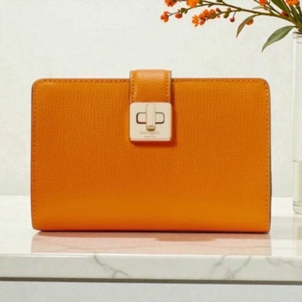 Kate Spade Phoebe Medium Leather Wallet in Tumeric Root Orange KF534